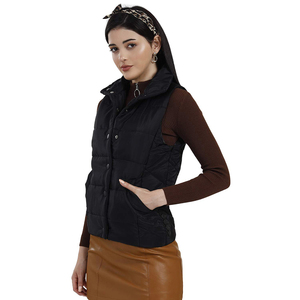 Chaleco Acolchado para Mujer, Servicio OEM, Color Negro Cálido, Cierre de Cremallera, Sin Mangas, Impermeable, Tejido de Punto, Acolchado, Ropa de Calle - Product Image 4