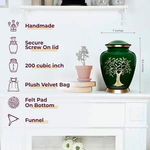 Urna y ataúd para mascotas elegante verde oscuro para adultos masculinos y femeninos Urna de cremación decorativa grande para uso funerario - Product Image 2