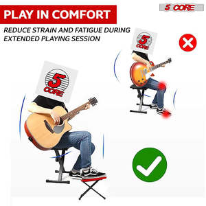 5Core Guitar Foot <b>Stool</b> Height Adjustable <b>Folding</b> Leg Rest Classical Footrest - Product Image 3
