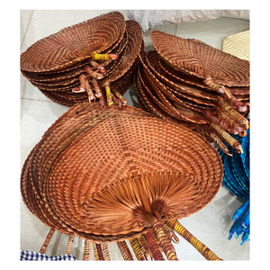 Éventail à main en bambou écologique avec design en feuille de palmier-Un cadeau de décoration murale parfait, Éventail à main en mélange de bambou naturel - Product Image 2