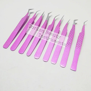 Customize <b>Glittery</b> Color Coated Stainless Steel Eyelash Extension Tweezers Private Custom Label - Product Image 1