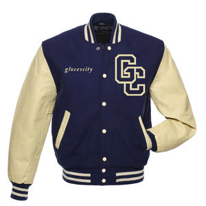 เสื้อแจ็กเก็ตเบสบอลสำหรับผู้ชายสไตล์ทีมตัวแทนมหาวิทยาลัยออกแบบได้ตามต้องการตัวเสื้อขนสัตว์พร้อมปลอกหนังเคลือบมาตรฐาน - Product Image 1