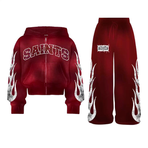 ชุดแทรคสูทแจ็คเก็ตเดนิมและกางเกงทรงแบ็กกี้สุดฮิตสำหรับฤดูหนาว พร้อมป้ายโลโก้แบบกำหนดเอง ลายปะติด ล้างสีแบบเอซิดวอช ผ้าฝ้าย 100% - Product Image 6