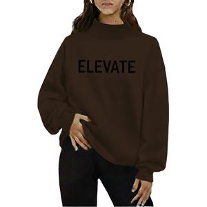 Sweat-shirt en molleton à col montant surdimensionné pour femme - Mélange polyester/coton respirant et écologique, coupe décontractée, décontracté, hiver/automne - Product Image 1