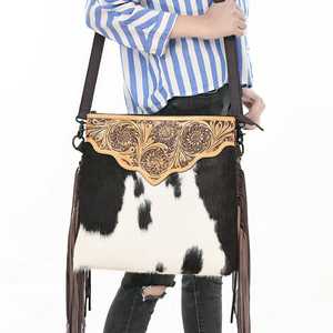 คอลเลกชันล่าสุดกระเป๋าหนังวัวสไตล์ตะวันตกพร้อมสายคล้องมือกระเป๋าลายดอกไม้สำหรับผู้หญิงหรูหราเครื่องประดับของผู้หญิง - Product Image 6