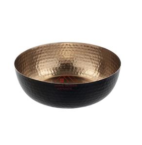 Cuenco Decorativo con Diseño de Flores, Acabado en Dos Tonos, Dorado por Dentro y Negro por Fuera, Diseño Martillado - Product Image 1