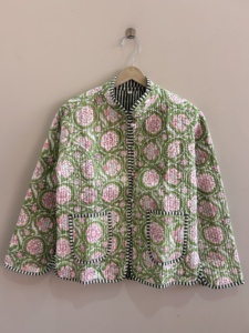 Veste matelassée en coton imprimé floral ethnique bohème respirante toute saison pour femmes - Product Image 2