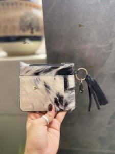 Nouvelle arrivée cuir de vachette fourrure porte-monnaie élégant pochette mince portefeuille couleur Turquoise usiné à la main en cuir Western unisexe sac à main - Product Image 2