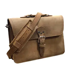 Men's New British Style 14 Inch Top Sales Handmade <b>Briefcase</b> Unisex Factory Direct Supply Fashion Wholesale Shoulder Bags - Product Image 1