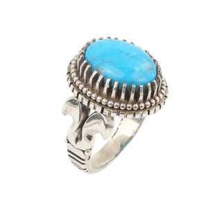 Bague pour homme en argent sterling 925, pierre turquoise ovale, motif géométrique, plaqué rhodium, certifiée IGI, pour un usage quotidien, 12,85 g - Product Image 2