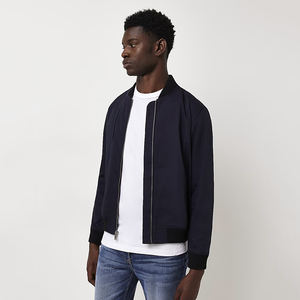 Automne printemps hommes nouveau Slim Fit Bomber vestes décontracté solide fermeture éclair Satin tissu veste avec capuche col montant - Product Image 5