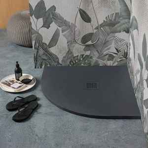 Receveur de douche semi-circulaire 90x90 en résine anthracite Milan - Product Image 1