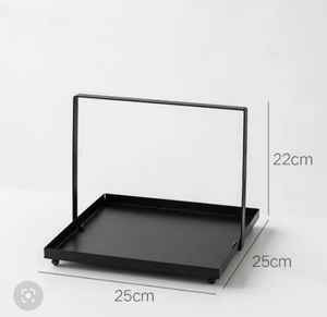 Bandeja de metal multifuncional para el hogar, accesorio sencillo y moderno, redondo y cuadrado, dorado - Product Image 3