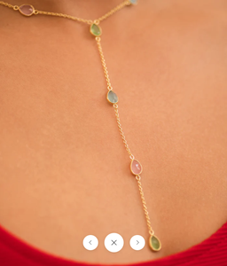 Collar de Calcedonia de 3 gemas con cadena de eslabones, joyería chapada en plata de ley 925 para bodas, fiestas, compromisos - Product Image 3