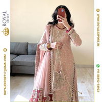 Nouvelle Collection Tendance de Salwar Sharara de Mariage en Fausse Georgette avec Broderie et Cordonnet