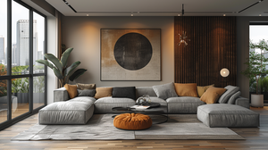 Wabi-sabi thẩm mỹ vòng tròn màu cam đen Độ phân giải cao nghệ thuật tường trừu tượng cho nội thất phòng khách Đương Đại - Product Image 4