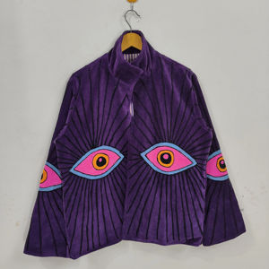 Chaqueta Bomber de Terciopelo Bordada Suzani, Reversible y Transpirable, Chaqueta Corta de Invierno Ecológica - Product Image 1