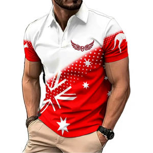 Camisa de Golf para Hombre, 100% Poliéster, Transpirable, con Estampado de Canguro Australiano, Estilo Casual, Manga Corta, Diseño con Flecos, 140g - Product Image 4