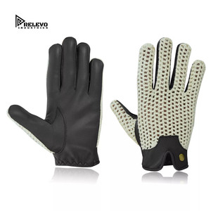 Gants de conduite pour hommes en cuir de chèvre, style classique vintage, gants de chauffeur avec doublure en coton, couleur beige - Product Image 3