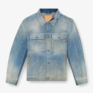 Veste en jean pour homme OEM, vêtement décontracté, veste d'automne, veste en jean à boutons, veste en jean surdimensionnée pour homme - Product Image 1