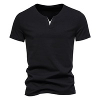 T-shirts d'été pour hommes de haute qualité à manches courtes et col en V, décontractés, en coton, coupe ample, tricotés, anti-boulochage