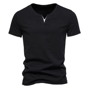 Camisetas de Verano de Alta Calidad para Hombre, Camisetas Henley de Manga Corta, Camisetas Básicas de Algodón Casual de Corte Ajustado con Cuello en V - Product Image 6