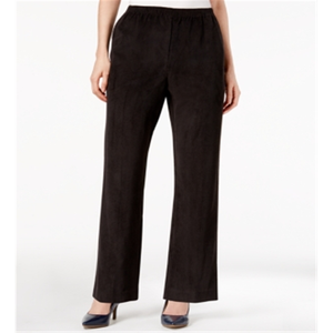 Pantaloni Classici da Donna Alfred Dunner in Velluto a Coste Nero a Gamba Larga, Taglia 12, Vita Media, Traspiranti, alla Moda - Product Image 1