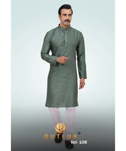 Dernière Punjabi ThobeKurta pour homme avec col et col Style Pathani et ensemble pyjama en tissu d'hiver en coton - Product Image 6