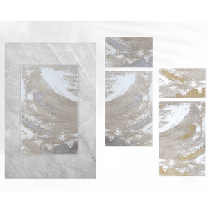 Tapis de bain de luxe Lessie Ecru Beige Latte à motif abstrait, ensemble de tapis rectangulaires en coton recyclé, teint en fil, tissé jacquard, pour la maison et l'hôtel - Product Image 2