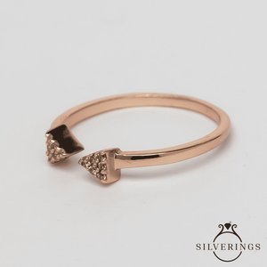 Bague tendance en argent sterling 925 plaqué or rose et or 18 carats avec zircon incrusté pour toutes les occasions - Product Image 3