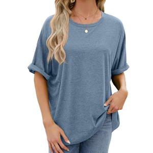 Wholesale Custom 100% Cotton Oversize T-<b>Shirts</b> for <b>Women</b> Hip Hop Style Drop Shoulder Streetwear Casual Print Logo Short Length - Product Image 2