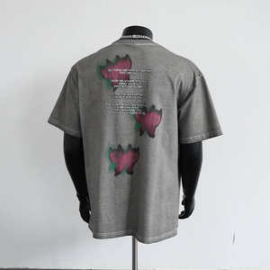 T-shirt graphique en coton 100% surdimensionné vintage délavé à l'acide, de haute qualité, imprimé DTG, avec strass, fabriqué sur mesure par le fabricant - Product Image 4