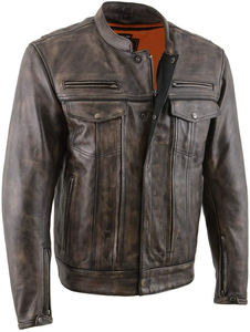 Veste en cuir de vachette véritable pour hommes rembourrée sur mesure au design vieilli pour motards et motocyclettes - Product Image 5