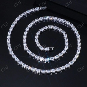 Oval Cut Moissanite Super Iced <b>Sterling</b> <b>Silver</b> Diamonds Hip Hop <b>Tennis</b> Chain Solid Gold Plating Chain Wedding Gifts for Female - Product Image 6