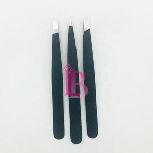 Pince à épiler sourcils en fourrure de vison noire, lot de pinces à épiler droites et inclinées, très demandées, personnalisables avec logo – Offre Spéciale - Product Image 2
