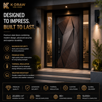 Puerta de Entrada Moderna para Villa, Puerta Frontal de Acero Premium, Puerta de Seguridad de Aleación de Aluminio, Diseño Personalizado, Suministro de Fábrica