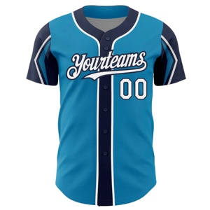 Auténtico botón abajo béisbol Jersey Panther azul blanco-Azul marino 3 colores transpirable hecho a medida Pakistán brazo formas fabricante - Product Image 4