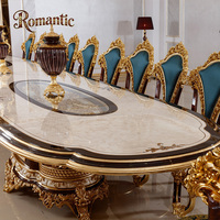 Table à manger allongée de style royal classique turc pour 20 personnes, personnalisée, banquet élégant, ensemble de table et de chaises