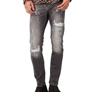 Pantalones de mezclilla rectos rasgados descoloridos de alta calidad, ropa de calle, pantalones vaqueros desgastados lavados a la moda para hombres hechos en Pakistán, servicio OEM - Product Image 1