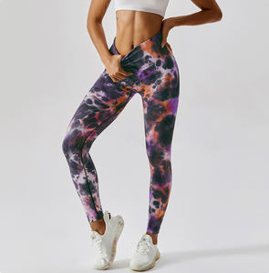 Mallas de ejercicio de levantamiento de glúteos con tinte de corbata para mujer, ropa deportiva de sublimación para mujer - Product Image 2