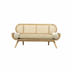 Natural Sustainable Rattan <b>Sofa</b> <b>Wooden</b> <b>Frame</b> Modern Design Comfortable Cozy Upholstery for Bedroom Hotel Living Room Lounges - Product Image 1