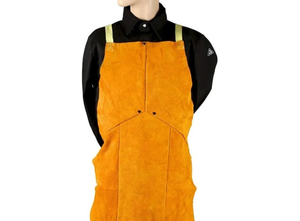 Delantal de cuero a precio de fábrica, ropa de trabajo de soldadura, resistente al fuego, ajustable, personalizado, delantal de cuero dividido de vaca - Product Image 2