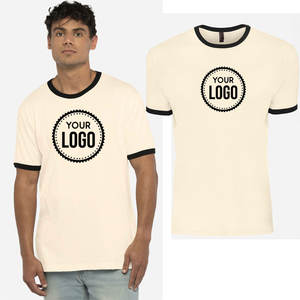 2025 Next Level 3604 unisex เสื้อยืดผ้าฝ้ายคอกลมมีโครงตัดกันเสื้อยืดสีเทา/ดำติดโลโก้ได้ตามต้องการ - Product Image 3