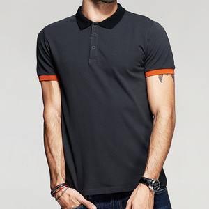 2025 nouveau Design hommes coton fin pour polo Logo personnalisé col tournant avec motif solide prix de gros - Product Image 2