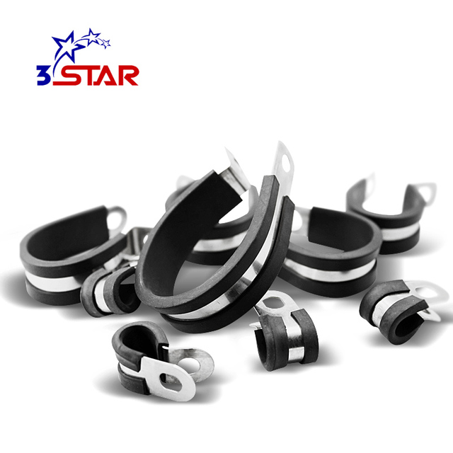 Stainless Steel Locking Hose P Clamps Rubber Cushion Pipe Hose Clamps Cable Clips