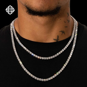 Collar de tenis de moissanita de hip hop de lujo Iced Out VVS Cadena de diamante simulado Bling joyería de eslabones cubanos para hombres y mujeres - Product Image 3