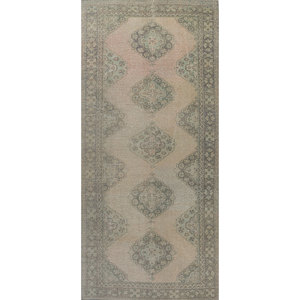 พรมวินเทจจากเมืองชัยปุระ รุ่น Pae-188 สีเบจ-น้ำตาล ทอมือจากขนสัตว์ สำหรับห้องนั่งเล่น ลายเหรียญวงกลม รูปทรงสี่เหลี่ยมผืนผ้า เหมาะสำหรับวัยรุ่น ใช้ในห้องโถง รุ่นอเมริกา - Product Image 1