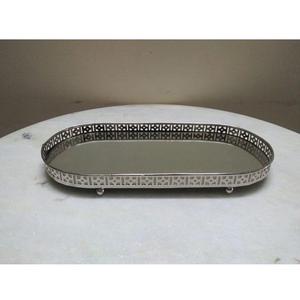 Turkish Style Hammered Metal Serving Decorative <b>Mirror</b> <b>Tray</b> Nordic Design Stainless Steel Glass <b>Tray</b> for Luxury Home Table Decor - Product Image 1