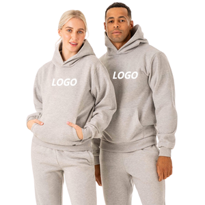 Conjunto de chándal extragrande unisex de 2 piezas de algodón polar de invierno con logotipo personalizado con Sudadera con capucha y pantalones de chándal, ropa deportiva transpirable de secado rápido - Product Image 1