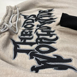 Pantalons évasés en molleton polyester/coton de haute qualité sur mesure en gros, style streetwear pour hommes, broderie, taille élastique, séchage rapide - Product Image 3